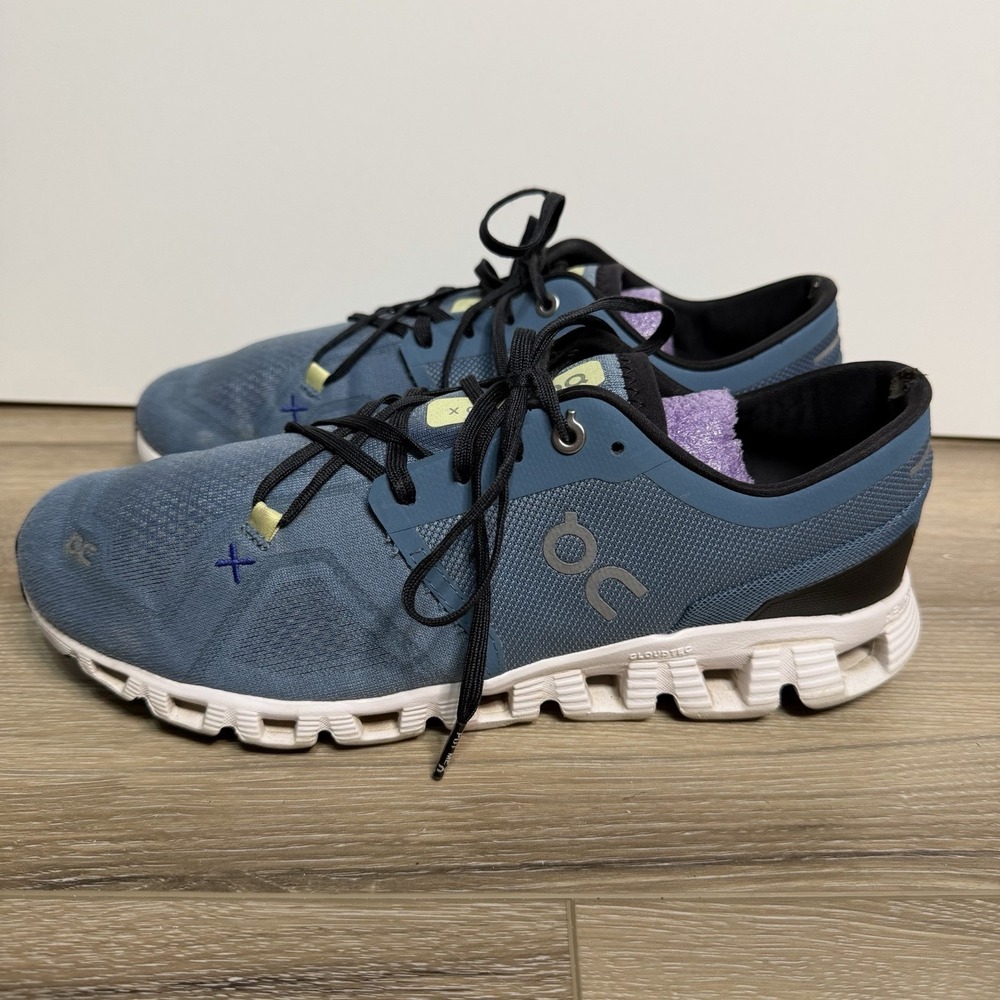 On Cloud X 3 Mens Running Shoes Pewter White Blue 60.98255 Size 8.5
